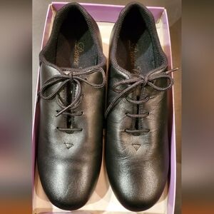 Women's Black Leather Split Sole Jazz/Tap Shoes Size 8.5 New In Box